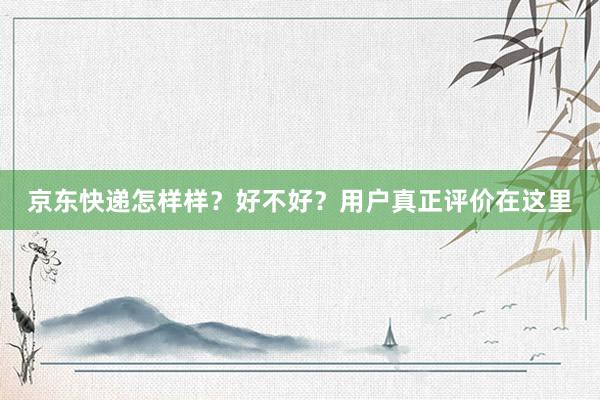 京东快递怎样样？好不好？用户真正评价在这里